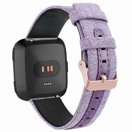 Fitbit Versa 1 / 2 & Lite Canvas denim nylon bandje - Paars