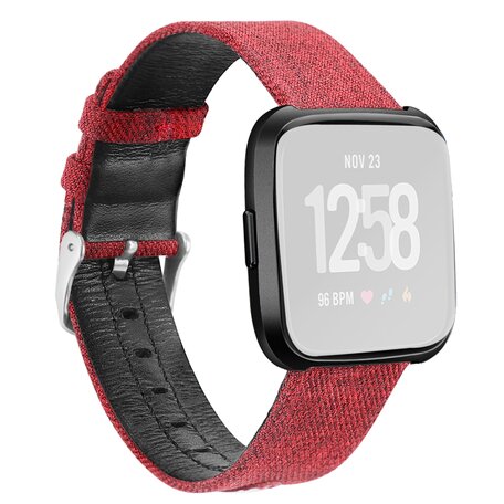 Fitbit Versa 1 / 2 & Lite Canvas denim nylon bandje - Rood