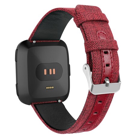 Fitbit Versa 1 / 2 & Lite Canvas denim nylon bandje - Rood