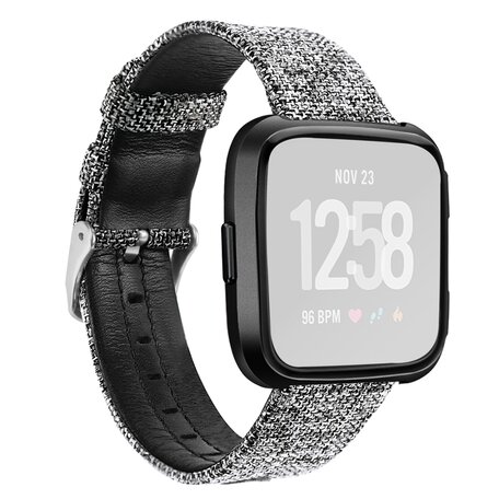 Fitbit Versa 1 / 2 & Lite Canvas Denim bandje - Grijs