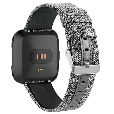 Fitbit Versa 1 / 2 & Lite Canvas Denim bandje - Grijs