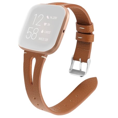 Fitbit Versa 1/ 2 & Lite  bandje TPU leer - Bruin