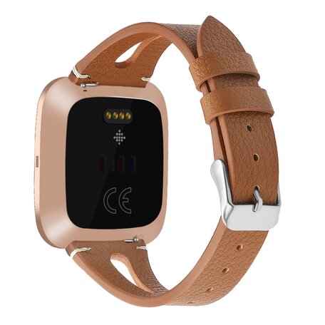 Fitbit Versa 1/ 2 & Lite  bandje TPU leer - Bruin