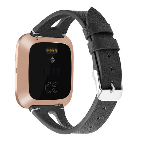 Fitbit Versa 1 / 2 & Lite bandje TPU leer - Zwart