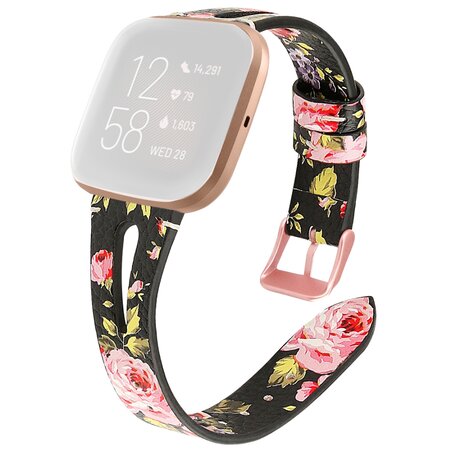 Fitbit Versa 1 / 2 & Lite  bandje TPU leer - Bloemenprint