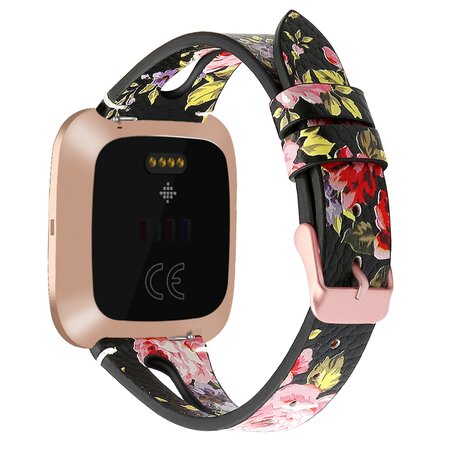 Fitbit Versa 1 / 2 & Lite  bandje TPU leer - Bloemenprint