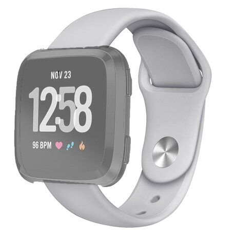 Fitbit Versa 1 / 2 & Lite  siliconen bandje - Maat: Large - Grijs