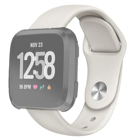 Fitbit Versa 1 / 2 & Lite siliconen bandje - Maat: Large - Ecru