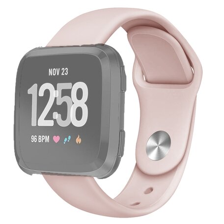 Fitbit Versa 1 / 2 & Lite siliconen bandje - Maat: Large - Zand roze
