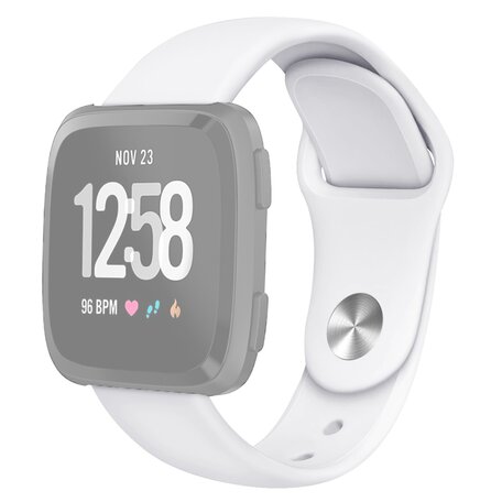 Fitbit Versa 1 / 2 & Lite siliconen bandje - Maat: Large - Wit