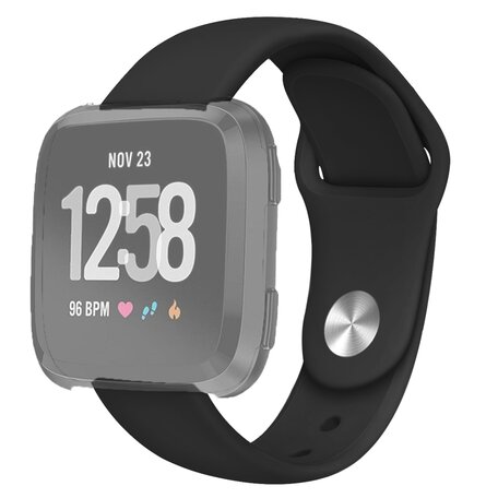 Fitbit Versa 1 / 2 & Lite  siliconen bandje - Maat: Large - Zwart