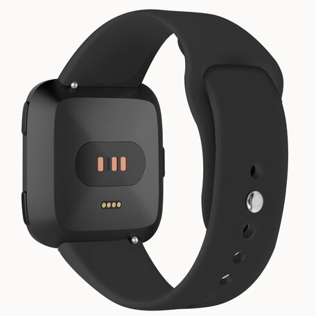 Fitbit Versa 1 / 2 & Lite  siliconen bandje - Maat: Large - Zwart