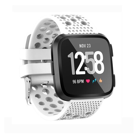 Siliconen Bandje Geventileerd Fitbit Versa 1 / 2 & Lite - Wit