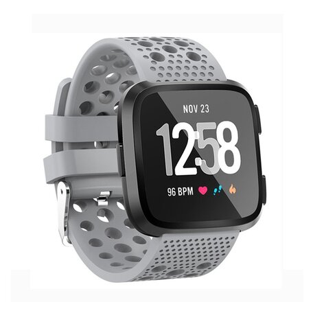 Siliconen Bandje Geventileerd Fitbit Versa 1 / 2 & Lite - Grijs