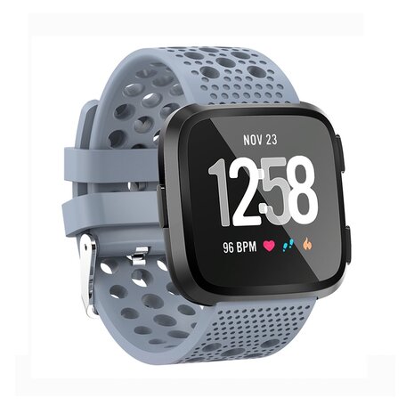 Siliconen Bandje Geventileerd Fitbit Versa 1 / 2 & Lite - Grijsblauw