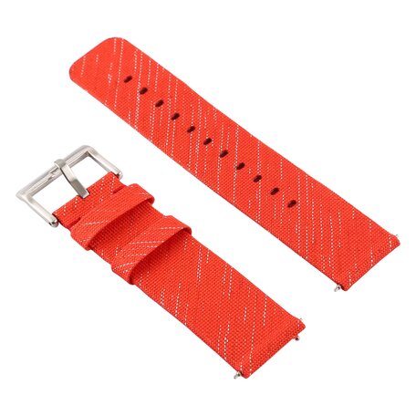 Canvas nylon bandje Fitbit Versa 1 / 2 & Lite  - Rood / Zilver