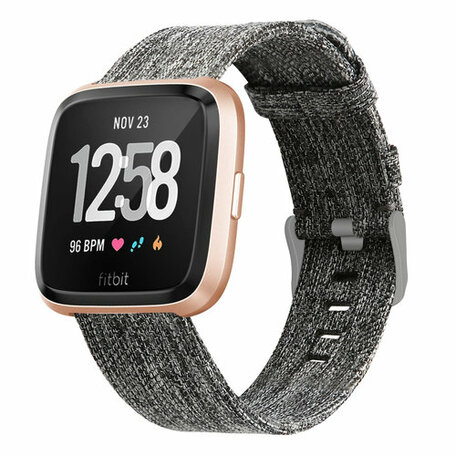 Canvas nylon bandje Fitbit Versa 1 / 2 & Lite- Grijs