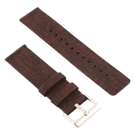 Canvas nylon bandje Fitbit Versa 1 / 2 & Lite  - Donker Bruin