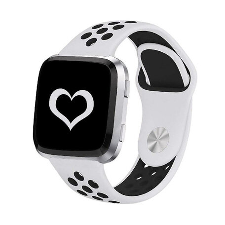 Fitbit Versa 1 / 2 &  Lite sportbandje - Maat: Large - Wit + Zwart