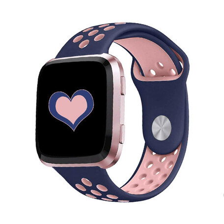 Fitbit Versa 1 / 2 & Lite sportbandje - Maat: Large - Blauw + Roze