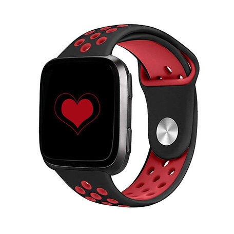 Fitbit Versa 1 / 2 & Lite sportbandje - Maat: Large - Zwart + Rood