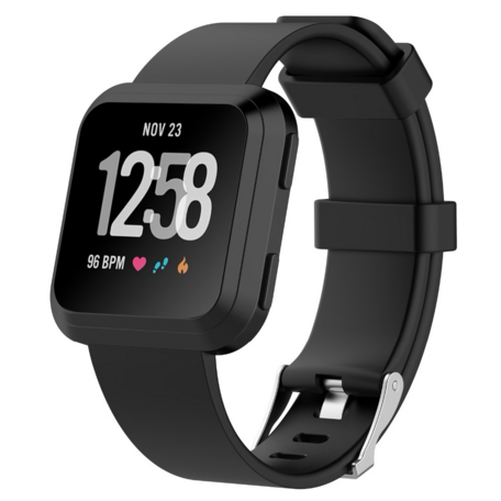 Fitbit Versa 1 / 2 & Lite rubberen sport bandje - Zwart