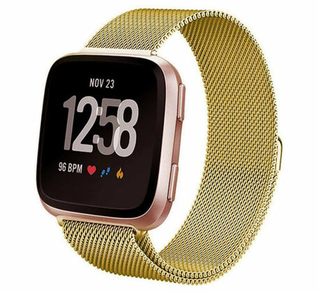 Fitbit Versa 1 / 2 & Lite  milanese bandje - Maat: Small - Goud