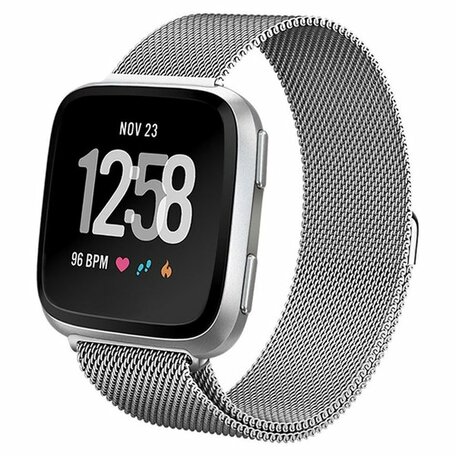 Fitbit Versa 1 / 2 & Lite milanese bandje - Maat: Small - Zilver