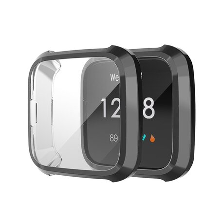 Fitbit Versa Lite Soft TPU case (volledig beschermd) - Zwart