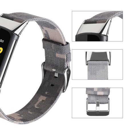 Fitbit Charge 5 Nylon bandje - Camouflage grijs