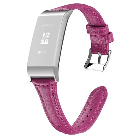 Fitbit Charge 3 & 4 Slim Fit Leather bandje - Paars