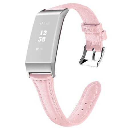 Fitbit Charge 3 & 4 Slim Fit Leather bandje - Roze