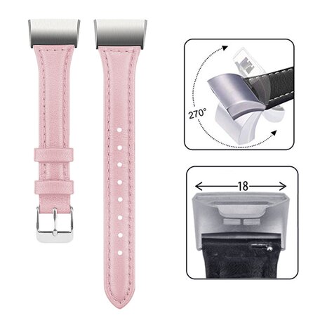 Fitbit Charge 3 & 4 Slim Fit Leather bandje - Roze