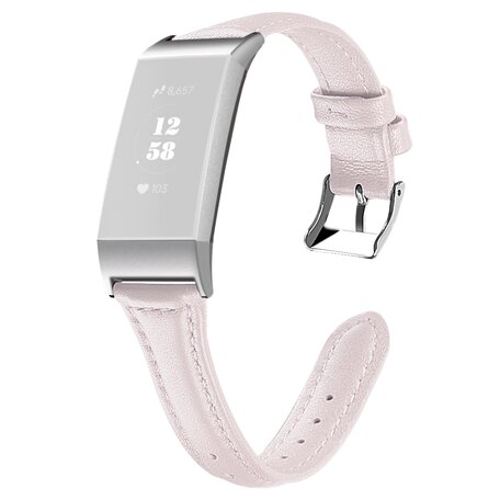 Fitbit Charge 3 & 4 Slim Fit Leather bandje - Lichtroze