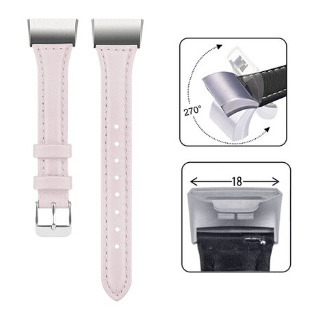 Fitbit Charge 3 & 4 Slim Fit Leather bandje - Lichtroze