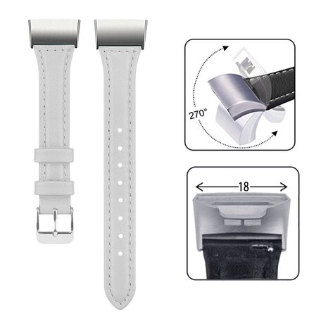Fitbit Charge 3 & 4 Slim Fit Leather bandje - Wit