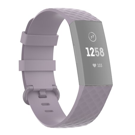 Fitbit Charge 3 & 4 siliconen diamant pattern bandje - Maat: Large - Lichtpaars