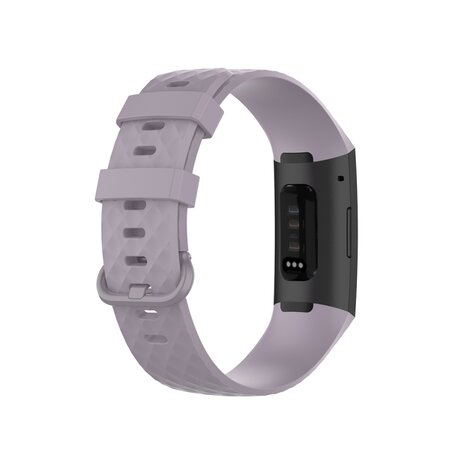 Fitbit Charge 3 & 4 siliconen diamant pattern bandje - Maat: Large - Lichtpaars