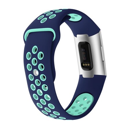 Fitbit Charge 3 & 4 siliconen DOT bandje - Mint / Blauw - Maat: Large