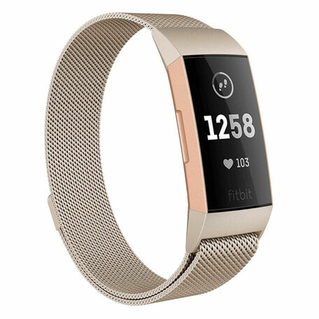 Fitbit Charge 3 & 4 milanese bandje - Maat: Small  - Vintage goud