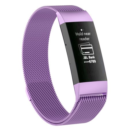 Fitbit Charge 3 & 4 milanese bandje - Maat: Small - Lichtpaars