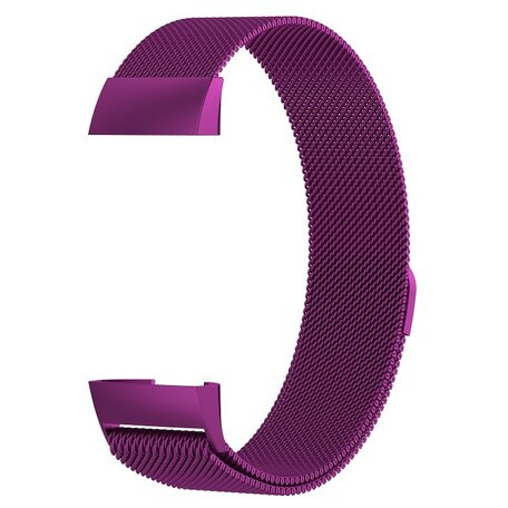 Fitbit Charge 3 & 4 milanese bandje - Maat: Large - Paars