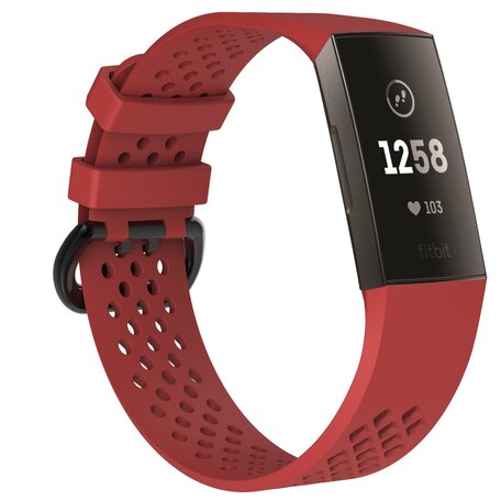 Fitbit Charge 3 & 4 sport bandje - Maat: Large - Rood