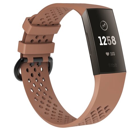 Fitbit Charge 3 & 4 sport bandje - Maat: Large - Lichtbruin