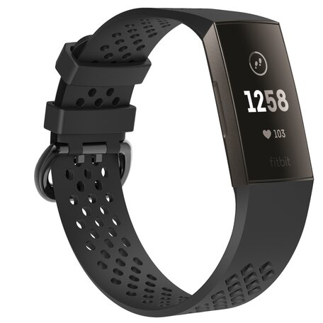 Fitbit Charge 3 & 4 sport bandje - Maat: Large - Zwart