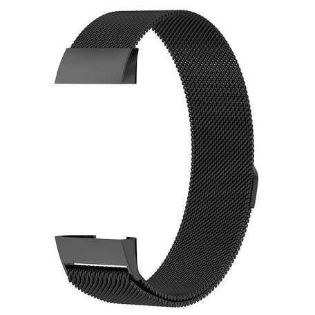 Fitbit Charge 3 & 4 milanese bandje - Maat: Large - zwart