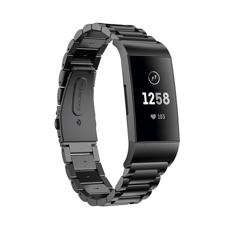 Fitbit Charge 3 & 4 metalen bandje - Zwart