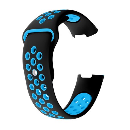 Fitbit Charge 3 & 4 siliconen DOT bandje - Blauw / Zwart Maat: Small