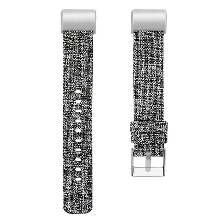 Fitbit Charge 2 Canvas nylon bandje - Maat: Large - Grijs