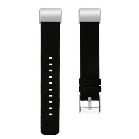 Fitbit Charge 2 Canvas nylon bandje - Maat: Large - Zwart